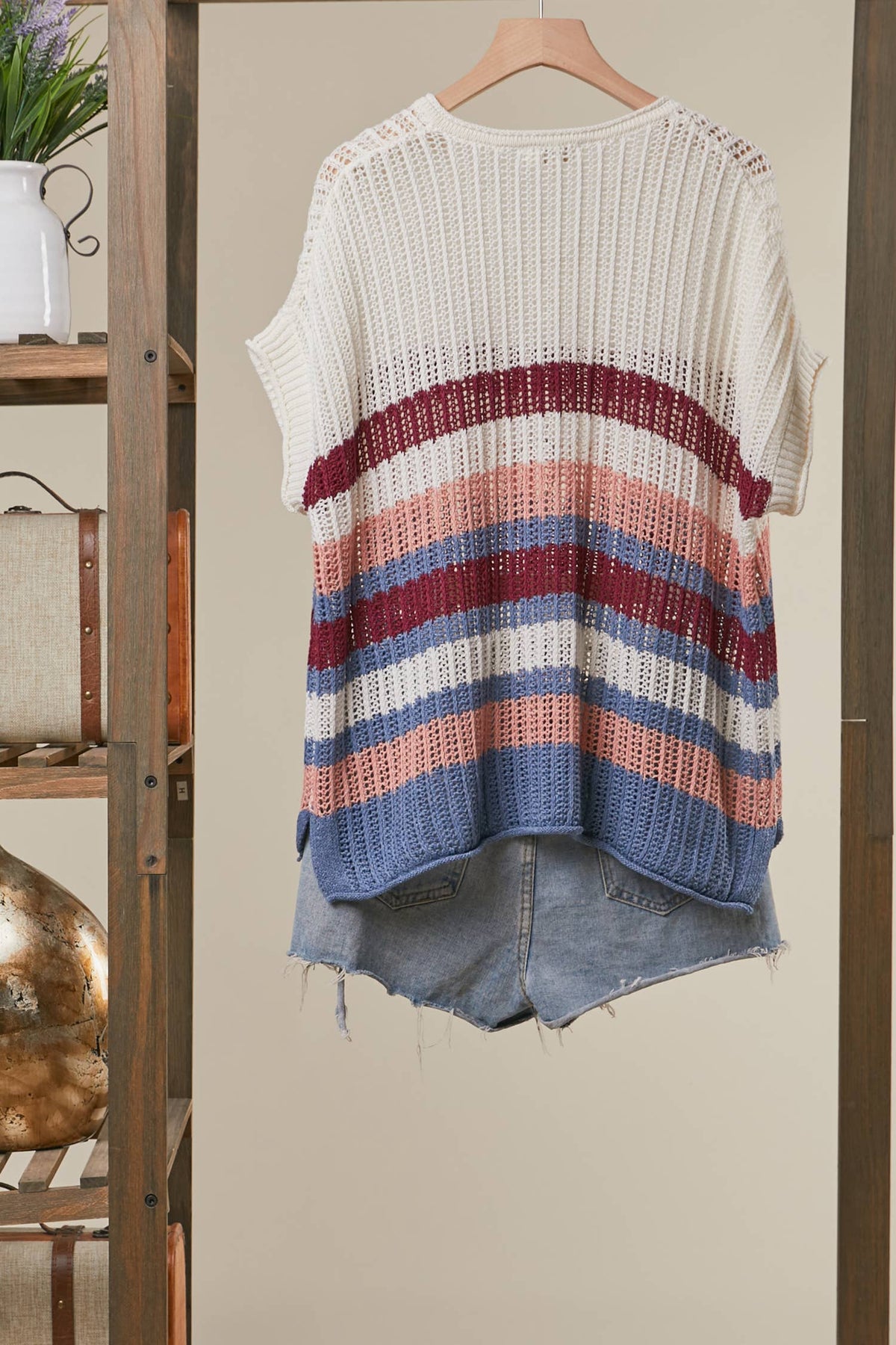 Mello Boho Striped Crochet Top