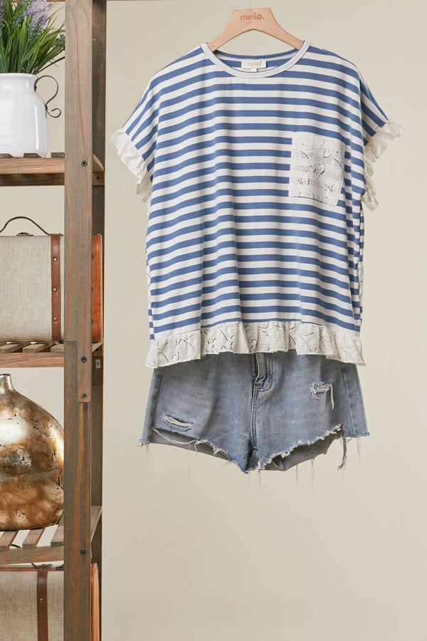 Mello Striped Lace Top
